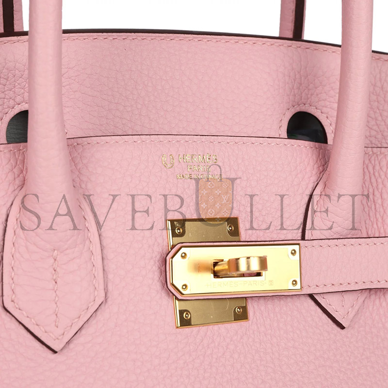 H**mes birkin 30 rose sakura verso clemence gold hardware (30*22*16cm)